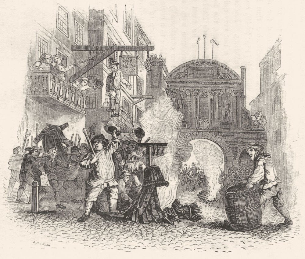 LONDON. Temple Bar(Hogarth) 1845 old antique vintage print picture